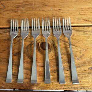 Vintage Lyon Stainless Steel New Charm Flatware Salad Forks Set of 6